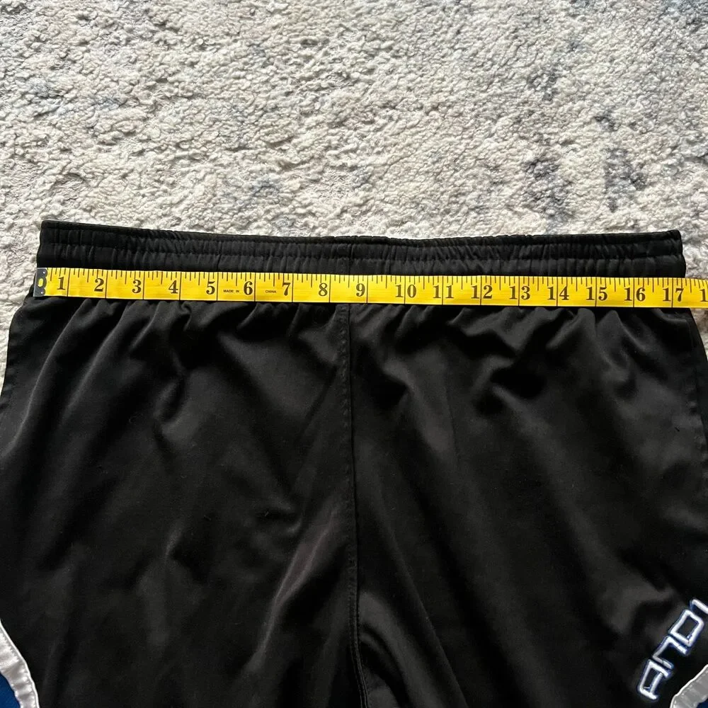 AND1 Basketball Shorts Mens Small Black Blue Athletic Mesh Gym Shorts READ Flaw